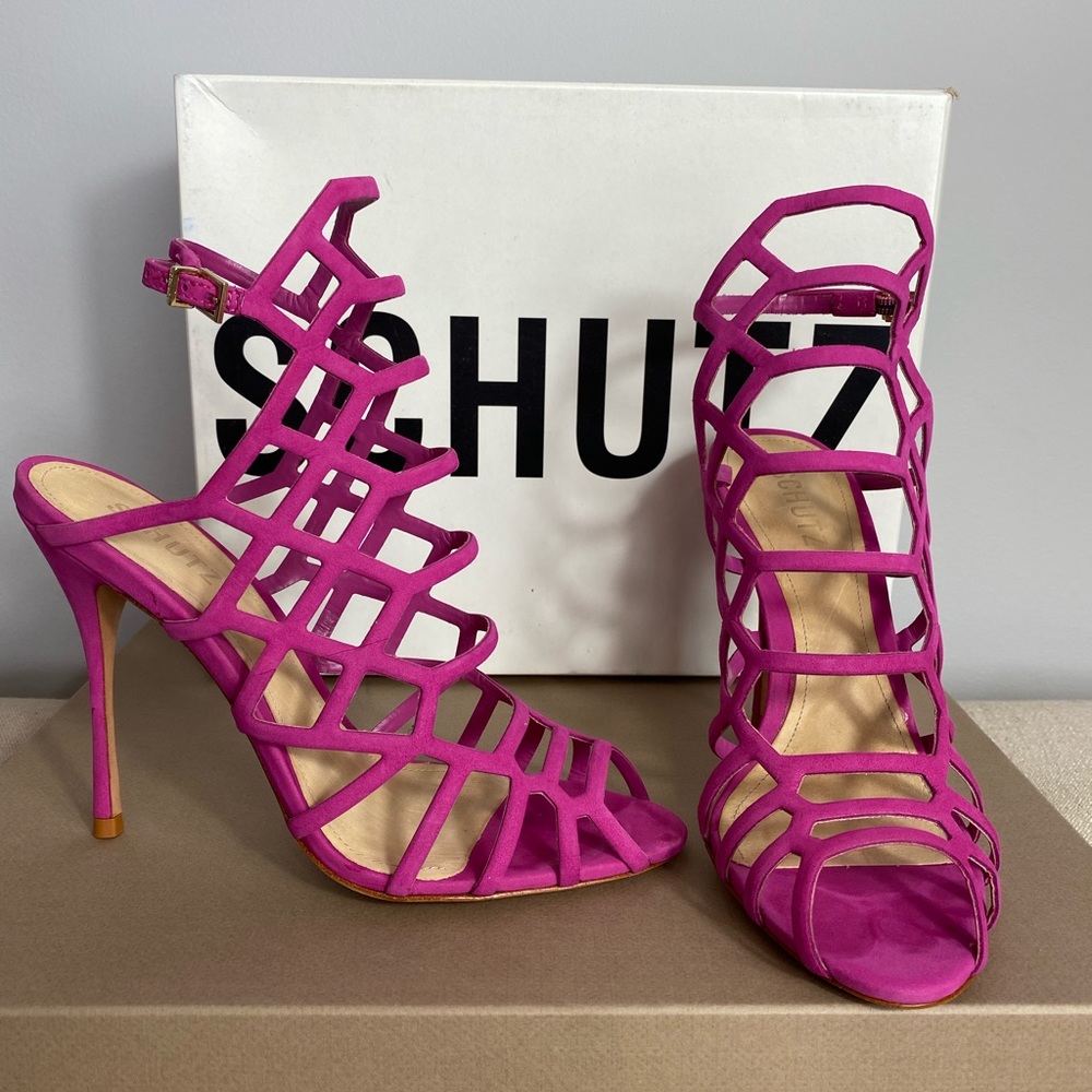 Hot pink Schutz Juliana Caged Sandals size 8